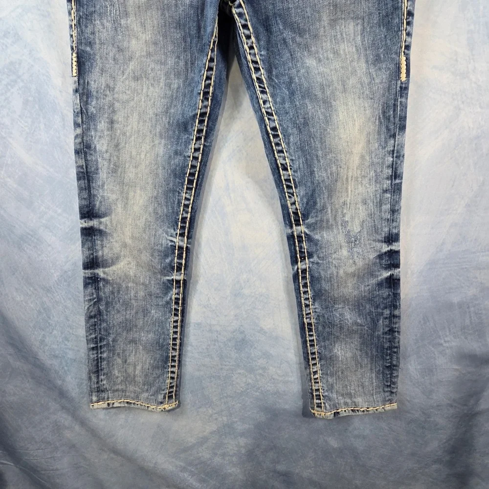 True Religion‎ Section Slim Super T Stitch Blue Denim Jeans Mens 28 Medium Wash